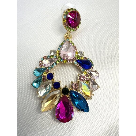 Colorful Crystal Statement Earrings - Picture 4 of 4